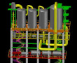 Projeto 3D completo de Sistema de Evaporação para Usina de Açúcar e Etanol (Estrutura Métálica, Escadas, Patamares, Evaporadores e Interligações)